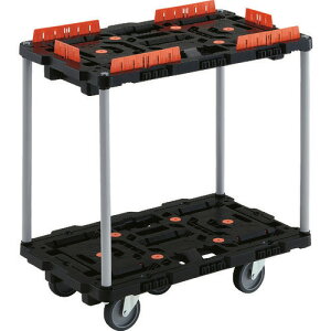 ■TRUSCO 連結式樹脂製2段台車 ビートル 700X450 自在5輪 コボレ止めセット付 ハンドルなし BT720KJ5E100(2063395)