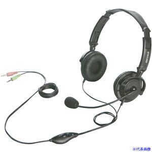 ■BUFFALO 両耳ヘッドバンド式ヘッドセット 半密閉/ノイズキャンセリングマイク搭載 ブラック BSHSH12BK(4520893)