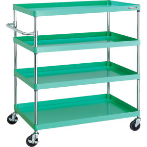 ■TRUSCO ツールワゴン フェニックスワゴン 省音 1000X650XH1200 4段 ヤンググリーン PEW12104YG(4881931)