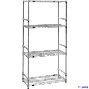 ■TRUSCO ステンレス製メッシュラック W1205XD457XH1838 4段 サイドバー付 TSMSDB6444(6504016)