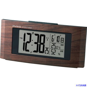 ■MAG 電波目覚まし時計(デジタル) ウッドライン 木目調 ブラウン T−743BR−Z T743BRZ(6590981)
