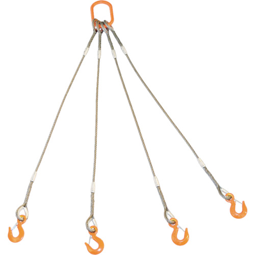トラスコ中山 ワイヤロープスリング ■TRUSCO 4本吊りWスリング 8191724 正規代理店 6mmX1.5m GRE4P6S1.5 人気定番の フック付き