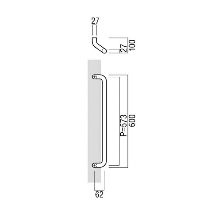 楽天市場】UNION(ユニオン) T8022-01-001-L600 ドアハンドル 押し棒 1 