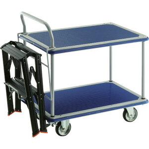 ■TRUSCO プレス製台車 ドンキーカート 2段式片袖タイプ915×615 ストッパー付 TSAF-2SV付 304NSTSAF2SV(1948210)