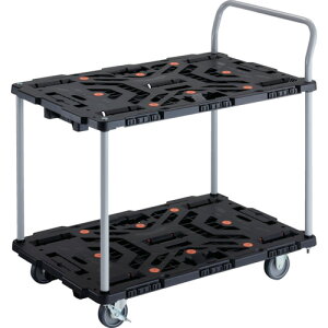 ■TRUSCO 連結式樹脂製2段台車 ビートル 900X600 自在3輪 内2輪ストッパー付 ハンドル付 BT924J3S2E100(2360474)