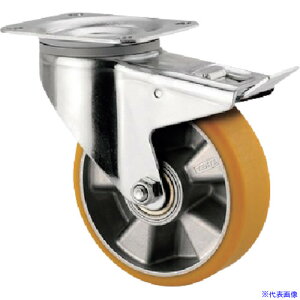 ■テンテキャスター プレート式キャスター“ALPHA”(ウレタン車) φ125 自在式(トータルロック付) 3477ITP125P63CONVEX(2560671)