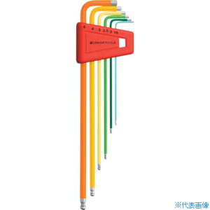 ■PBスイスツールズ ボール付ロング六角棒レンチ6本セット(レインボー)(パックナシ) 212LH5RB(8571337)