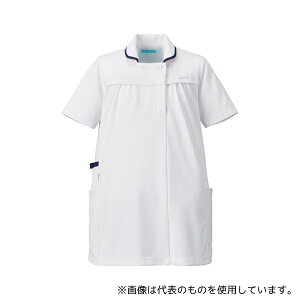 KAZEN 994-18L マタニティジャケット半袖 ホワイト×ネイビー LL