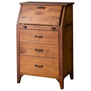 東谷 ティンバー ライティングチェスト デスク 天然木 アンティーク スリム 小さめ ブラウン 収納 引き出し付き おしゃれ PM-317