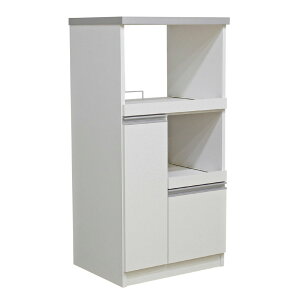 後藤家具物産 レンジ台 RB-03-2-WH 扉タイプ 国産 完成品 幅60cm 米びつ付き コンセント付き ホワイト | 2口コンセント レンジ台 幅60cm 日本製
