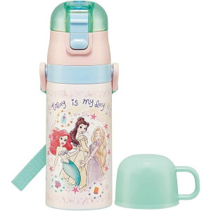 スケーター SKDC3子供用2WAYボトルプリンセス23 | キッズ スケーター 水筒 子ども プリンセス ディズニー ワンタッチ かわいい 保冷 保温 幼児 ステンレス水筒 子供用 幼稚園 コップ付き コップ