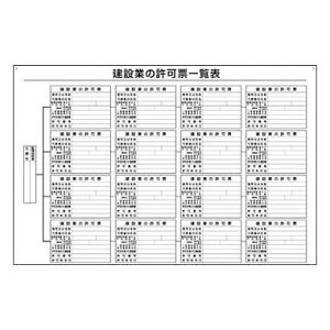 つくし工房 安全標識 211 『建設業の許可票一覧表』 法定表示板 600×900mm