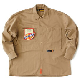 FAT エフエーティーシャツ Dickies ディッキーズ コラボ BIGGISH F32120-SH11 黒 グリーン ベージュ M-L 長袖 ストリート