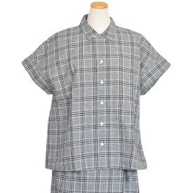 grin グリン シャツ モノトーンチェック ボックスシャツ 8222T-016 半袖 サイズ2 Mサイズ レディース