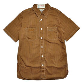 シュガーケーン SUGAR CANE シャツ SC38700 / FICTION ROMANCE 8.5oz. BROWN WABASH STRIPE WORK SHIRT (SHORT SLEEVE) ワークシャツ 半袖 S-L アメカジ