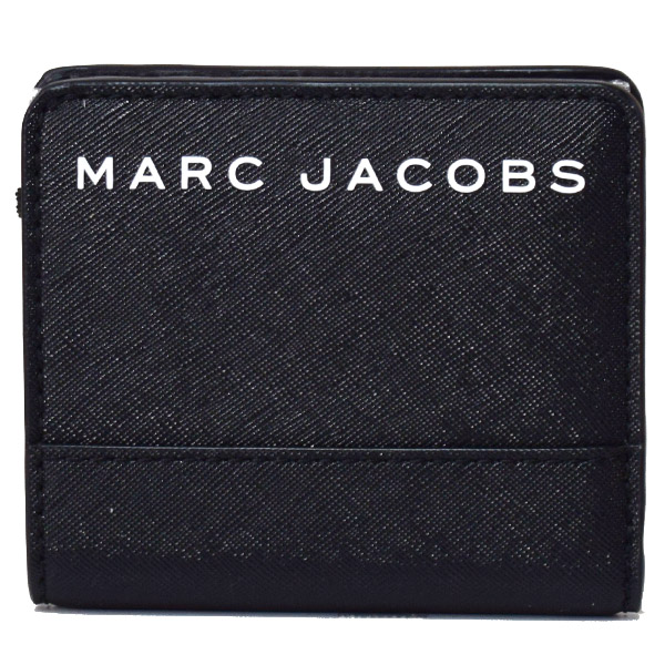 マークジェイコブス コンパクト財布 MARC JACOBS サフィアーノレザー ロゴ ミニ 二つ折り コンパクト財布 ブラック M0015164