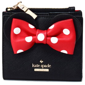 ケイトスペード 財布 katespade サフィアーノレザー ディズニー コラボ ミニーマウス アダリン 二つ折り コンパクト 財布 ブラック WLRU6026【ブランド 新品 送料無料 誕生日 プレゼント 正規 人気 レディース 安心 保証 ギフト 10倍 OUTLET 包装 即日発送 代引無料】