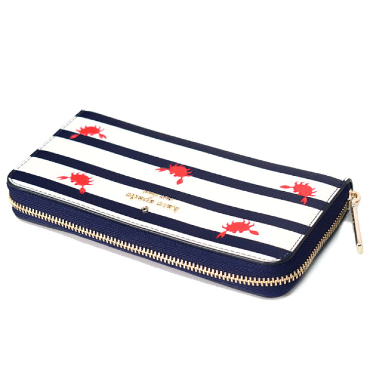 楽天市場】ケイトスペード 長財布 katespade レザー ボーダー カニ 蟹 
