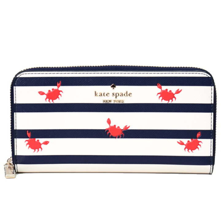 楽天市場】ケイトスペード 長財布 katespade レザー ボーダー カニ 蟹 