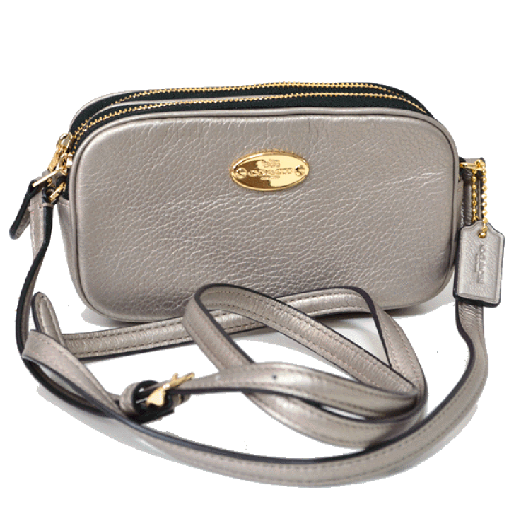 COACH コーチレザー ショルダーバッグ　グレー 楽天市場】コーチ バッグ COACH レザー ダブルファスナー