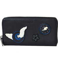 コーチメンズ長財布COACHレザーヴァーシティパッチワークアコーディオンジップラウンドファスナーメンズ長財布ブラック86765【ブランド新品送料無料誕生日プレゼント正規激安レディースセールSALEギフト10倍OUTLET包装】
