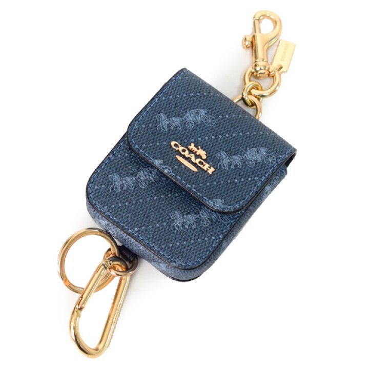 楽天市場 コーチ キーホルダー Coach コーティングキャンバス スムースレザー ホース アンド キャリッジ ドット 水玉 プリント マルチ アタッチメント ケース カラビナ付き ミニ ポーチ 小物入れ キーホルダー バッグチャーム ミッドナイト スカイブルー C4305 送料無料
