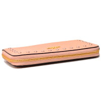 コーチ長財布COACHリベットスタッズレザーアコーディオンジップ長財布ブロンズ54019