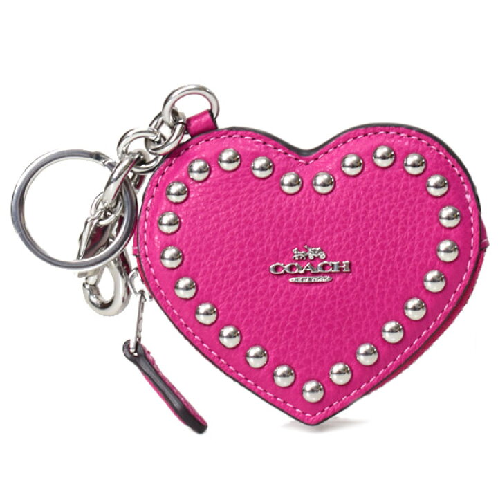 楽天市場】コーチ キーホルダー COACH ぺブルレザー スタッズ ハート 