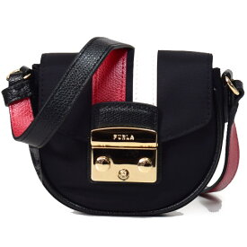 フルラ バッグ FURLA ポリエステル レザー メトロポリス ストライプ クロスボディ 斜めがけ ミニ ショルダーバッグ ブラック×ルビーレッド×ホワイト WE00135【ブランド 新品 送料無料 正規 人気 安心 保証 包装 即日発送 代引無料 】