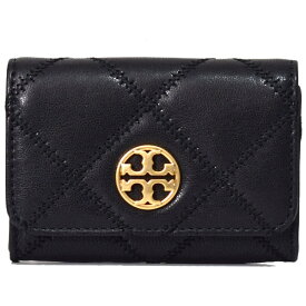 トリーバーチ カードケース TORY BURCH レザー ウィラ キルティング ロゴ 定期入れ 名刺入れ ステッチ 二つ折り カードケース ミニ ウォレット ブラック 87866【ブランド 新品 送料無料 正規 人気 安心 保証 即日出荷 アウトレット ギフト プレゼント 誕生日】