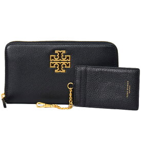 トリーバーチ 長財布 TORY BURCH レザー ブリテン ロゴ ジップ コンチネンタル カードケース 定期入れ 2点セット ブラック 141004【ブランド 新品 送料無料 誕生日 記念日 お祝い 正規 人気 安心 アウトレット プレゼント ギフト 即日出荷】