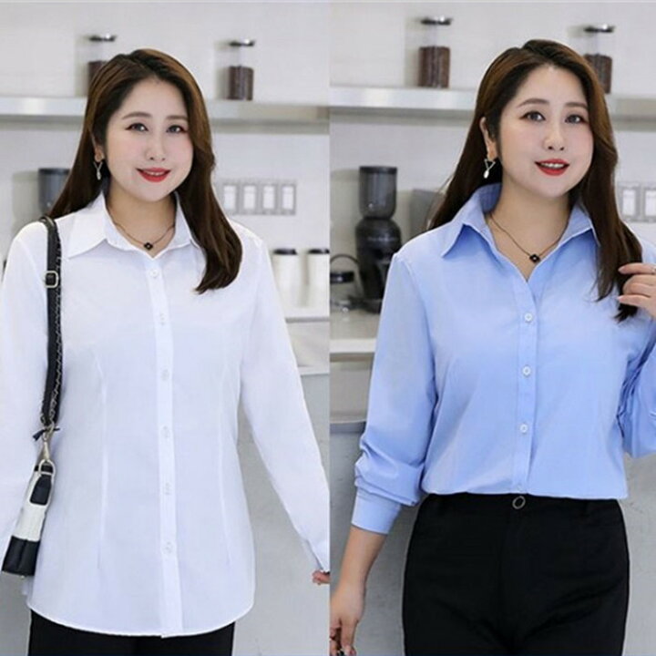 楽天市場 長袖 ワイシャツ レディース 大きいサイズ ブラウス Yシャツ Vネック 制服 ビジネス 結婚式 形態安定 スリム 白 シャツ ドレスシャツ 事務服 ビジネスシャツ 白シャツ ホワイト 事務服 長袖 オフィス おしゃれ 仕事 インナー レギュラーシャツ レディース