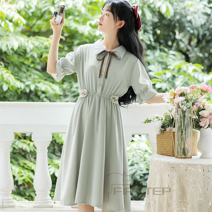 楽天市場 レトロ ワンピース レディース 5色 夏 半袖 ワンピース 高校生 ワンピース 膝丈 ワンピース かわいい 日系女子中高生 クラシカル ワンピース 長袖 カワイイ 通勤 通学 ファッション 着痩せ 文芸 ワンピース 女子高校生 ファーステップ