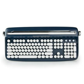 YUNZII ACTTO B503 無線タイプライターキーボード レトロ BLUETOOTH マルチデバイス対応 スタンド一体型 ワイヤレスキーボード誕生日 ギフト 日本語説明書付き(B503、ネービー)