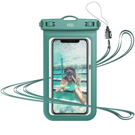 YOSH 防水ケース スマホ用 最大6.8インチ対応 IPHONE 12MINI 12シリーズ ANDROID携帯 に対応 IPX8 お風呂用 水中 撮影 タッチ可 顔認証 風呂 水泳 釣り 海 プール 旅行 雨 緑