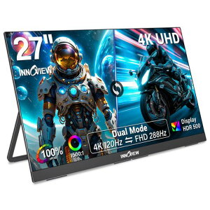 InnoView 27�C���` ���j�^�[ 4K@120Hz �f���A�����[�h FHD@288Hz �Q�[�~���O���j�^�[ HDR500 100%sRGB�F�� ���o�C�����j�^�[ 1500:1�̃R���g���X�g�� (�����IPS�p�l��|