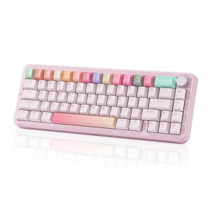 YUNZIIB6865%ワイヤレスメカニカルキーボードゲーミングキーボードBT5.0/2.4GHz/有線ホットスワップ対応ガスケットキーボードRGBバックライトWin/Mac用技適認証取得(ピンクミルクリニアV2スイッチ)
