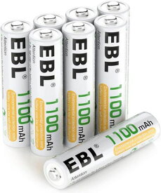 EBL 単4電池 充電式 1100MAHニッケル水素充電式電池、収納ケース付き8パック 電池 単4 充電式 充電式単四 単四充電池