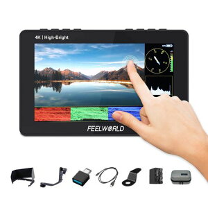 FEELWORLDF5PROX5.5�C���`1600nit���P�xDSLR�J�����t�B�[���h���j�^�[3DLUT�g�`�^�b�`�X�N���[��4KHDMI/Type-C����1920x1080IPS���^�t��HD(F970�o�b�e���[�Ǝ��[�ܕt��)