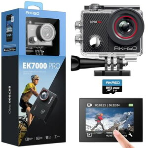 AKASO EK7000 Pro �A�N�V�����J���� 4K 2000����f 128GB SD�J�[�h�t�� �^�b�`�p�l���� Type-C�O���}�C�N�Ή� ��u���␳ WIFI���� �L�p�����Y 40m�h�� �����J���� HDMI�o�� �X�|�[�c�J����
