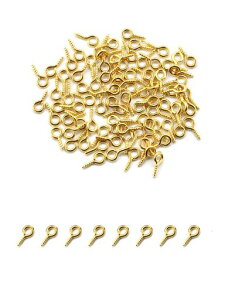 LYHMHAMYネジヒートン6*13mmゴールド100個ハンドメイドuvレジンセットキーホルダー金具紐止め金具