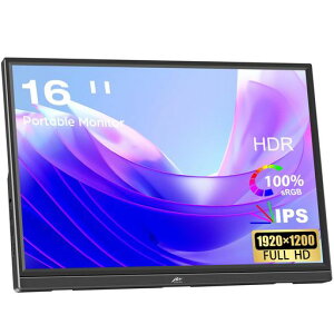 ���o�C�����j�^�[ 16�C���` Kenowa 1920x1200 IPS�p�l�� 178°�S���� FHD HDR �Q�[�����j�^�[ ���^ �y��USB Type-C HDMI PS5/XBOX/Switch/PC/Mac�X�}�z�ȂǑΉ�,�X�s�[�J�[����