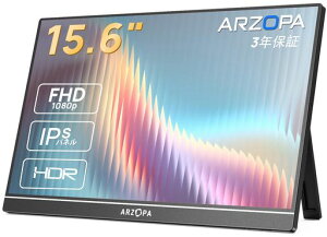 ARZOPA 15.6�C���` ���o�C�����j�^�[ �|�[�^�u���f�B�X�v���C �����IPS�t���p�l�� 1920x1080FHD �����^�� ���^ �y�� USB C/mini HDMI/�X�s�[�J�[���� �X�}�z/PC/Mac/�Q�[���@�ȂǑΉ�