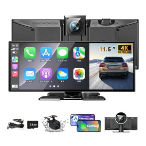 �y����11.5inch�z kuayvan �f�B�X�v���C�I�[�f�B�I 11.5�C���` �|�[�^�u�� �J�[�I�[�f�B�I �h���C�u���R�[�_�[ 64GB SD�J�[�h&4K CarPlay&Android Auto�ɑΉ� �J�[�i�r �I�[�f�B�I��̌^�i�r