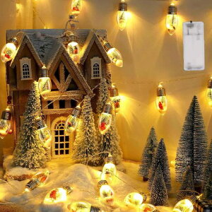 LEDクリスマスライトLED電球クリスマスledイルミネーションLEDイルミネーションライト10LED電球PC素材屋内屋外兼用(2M電池式)