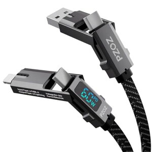 PZOZ4in1�}���`�[�d�P�[�u��LED�f�B�X�v���C60W�P�[�u��USBCtoA/�^�C�vcto���C�g�j���O/USBAtoUSBC/USBAtoLightningPD5A�}���[�d