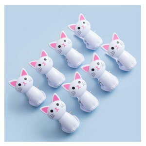 Sekussii洗濯バサミおしゃれ洗濯ばさみ跡がつかない蝶の形ノンスリップ多用途洗濯ピンチ滑り止め袋止めクリップ部屋室外干し装飾用洗濯用品12個セット白い猫ちゃん