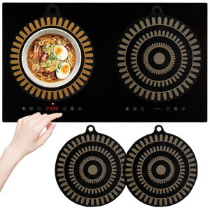 TokTechihマットihクッキングヒーターマットIHシリコンマット2枚入り温度変化により色が変わる直径約22cm耐熱温度260°C断熱パッド水洗い可汚れ防止マット保護パッド滑り止め耐摩耗耐油スト…