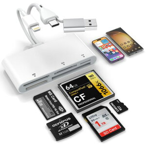 �y2026�ŐV�^�z5in1�������[�J�[�h���[�_�[Lightning/USB-C/USB-A�Ή�SD/TF(MicroSD)/CF/MS/XD�J�[�h�����ǂݍ��݉\USB3.05Gbps�����]��OTG�Ή��ݒ�s�v