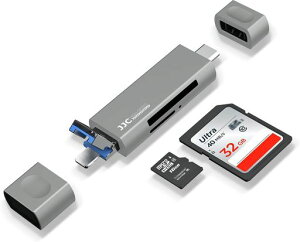 JJC �J�[�h���[�_�[ �yUSB 3.0 / Micro usb 2.0 Type-C USB 3.0�z SD TF �����ǂݏ��� OTG�Ή� �����]�� MMC RS-MMC UHS-I�ȂǂɑΉ� �O���[